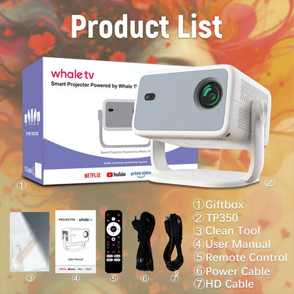 Velec Projector Compatible with Netflix 650ANSI Android 13 Portable 4K Native Wifi6 BT5.2 1080P TP350 Auto Keystone Correction
