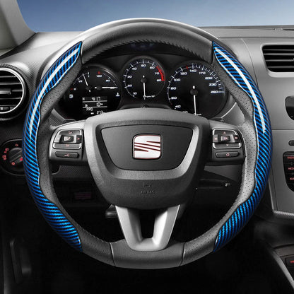 Suitable for Seat Carbon Fiber Texture Steering Wheel Cover with Segmented Quick-Release Design, Durable, for Models Such as Ibiza, Arona, Leon, Leon Sportstourer, Ateca, Etc., in Black, Blue, Red, Silver, and White by PDG ibma
