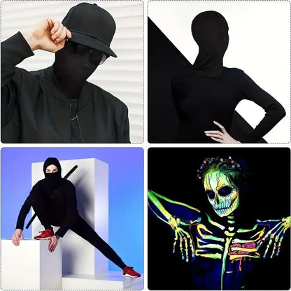 2pcs New Black Cosplay Full Mask Thin Adult Kids Hood Cosplay Prop Halloween Costumes Breathable Cosplay Head Cover