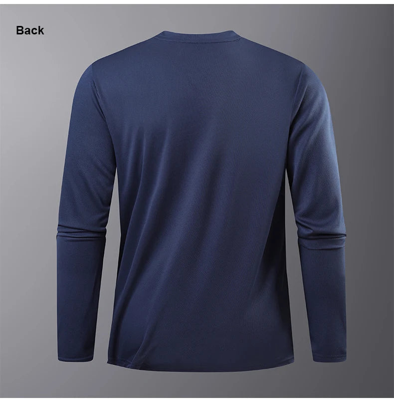 Long-Sleeved Ice Silk Breathable Running Top Round Neck Fitness Wear Quick-Drying Sports T-Shirt Thin Casual Quick-Drying