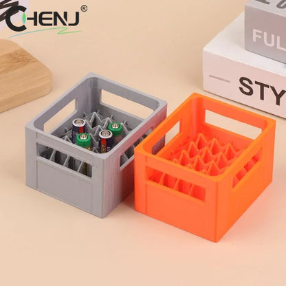 3D Printed Beer Crate Style Battery Storage Case No. 5 Aa No. 7 Aaa Battery Basket Stackable Batteries Storage Box Home Decor