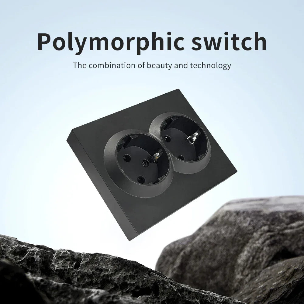 Black 250V With Ground Paint Plastic Plugs Socket AC EU Standard Flame Retardant Electrical Outlets Classic Wall Embedded Socket