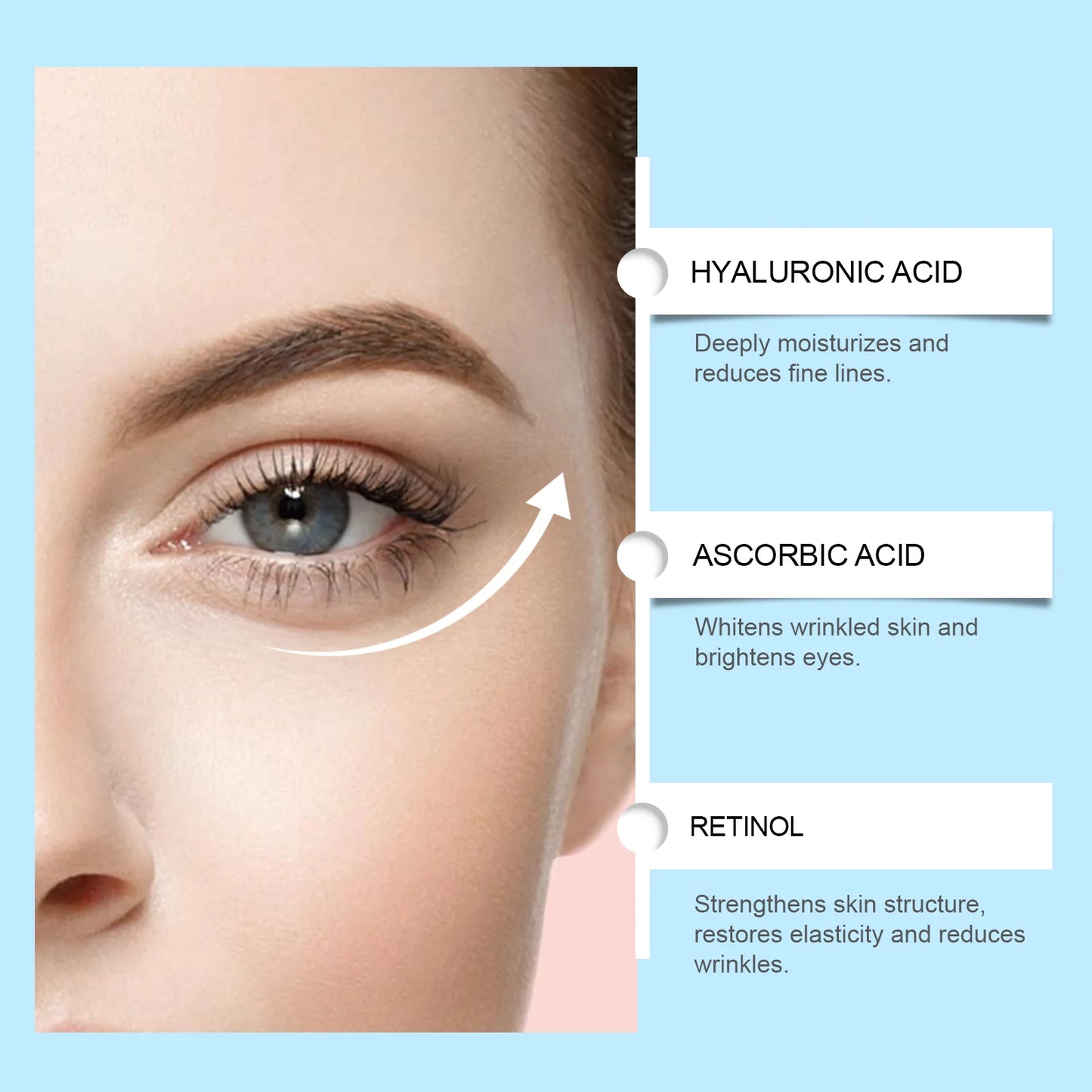 Retinol Eye Mask Patches Firming Eye Bags Anti Dark Circles Soothing Fine Lines Anti-Aging Under Eye Hydrating Eye Care 60PCS