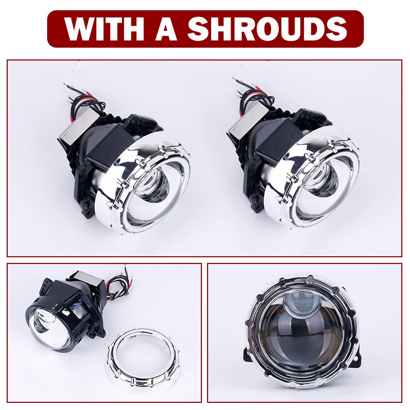 Riderspark 3 Inch Bi LED Projector Headlights Lenses Hella Laser LED Lights 160W 60000LM Headlamp Car Accessories RHD LHD Spot