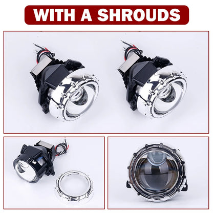 Riderspark 3 Inch Bi LED Projector Headlights Lenses Hella Laser LED Lights 160W 60000LM Headlamp Car Accessories RHD LHD Spot