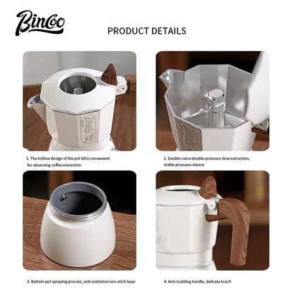 Bincoo Dual Valve Moka Pot Espresso Maker Electric for Home Camping Coffee Extraction Tool Italian Barista Tool Espresso Machine