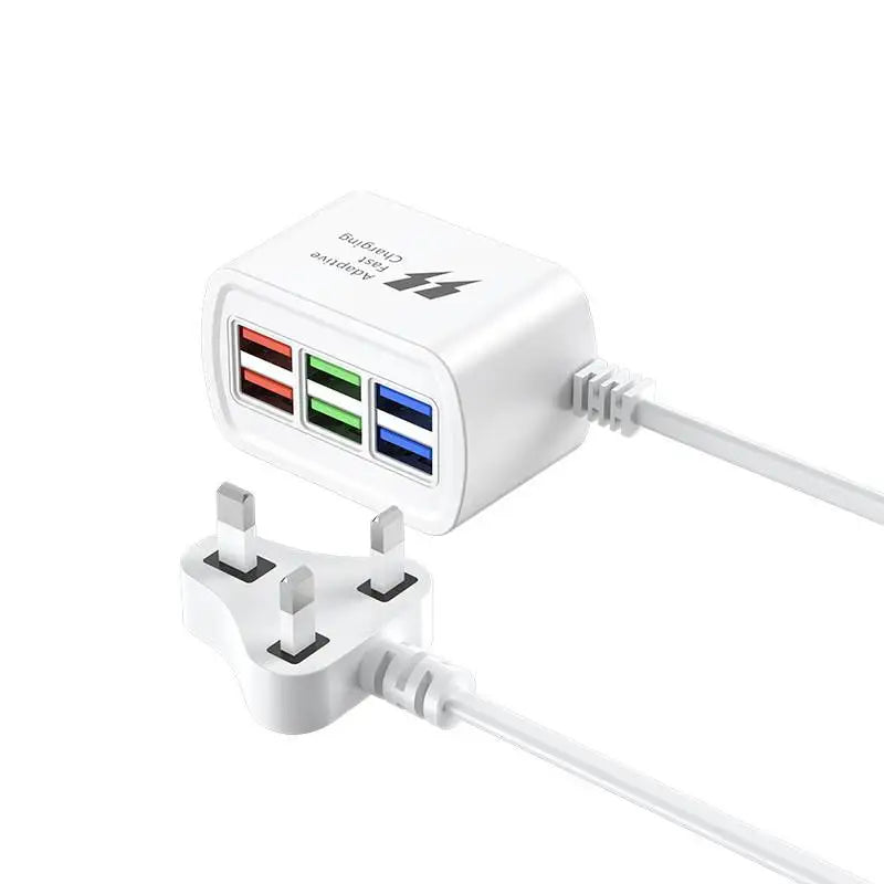 Fast USB Charger 6 in 1 Power Strip Desktop Charging Station Fast Charging 1m Cord USB HUB Adapter Socket for iPhone 16 15 Home