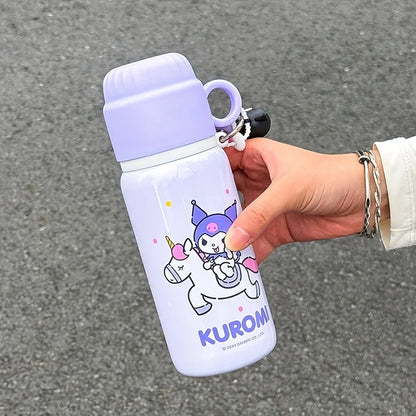 1pc Sanrio Series Insulated Cup 460ML, Cute Outdoor Travel Portable Water Bottle, Office Water Cup, Dual-Drinking Cup