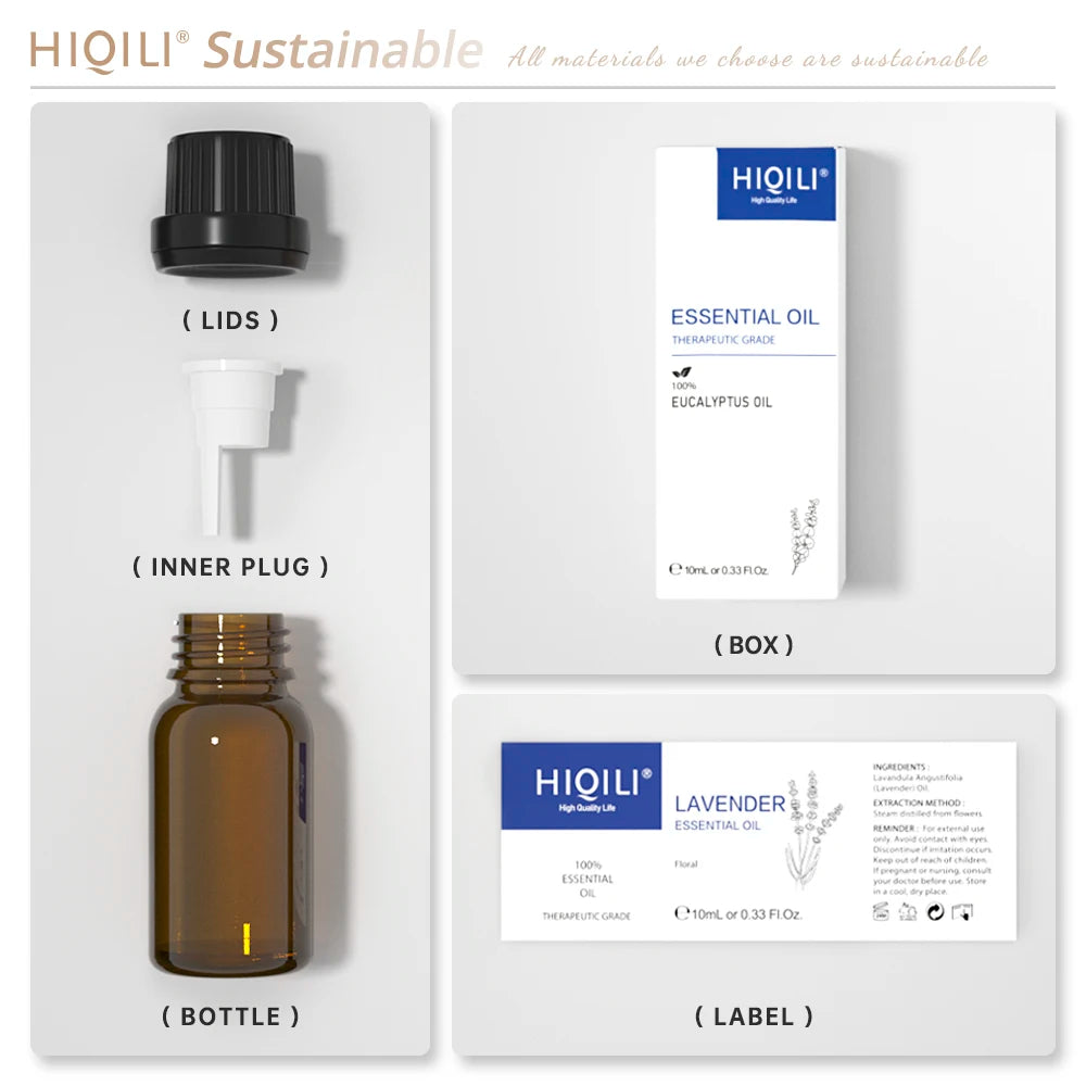 HIQILI Best Essential Oils ,100% Pure Nature for Aromatherapy | Humidifier, Massage,Diffuser, Skin & Hair Care,Perfume DIY-10ML