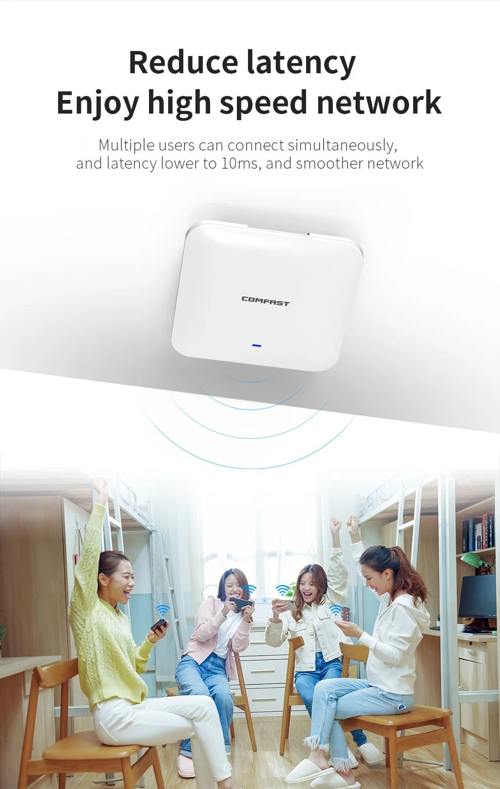 COMFAST WiFi6 High Power Ceiling AP AX3000 Gigabit Wireless Cover Access Point 2.4G 5Ghz 802.11AX Wi-Fi POE MU-MIMO CF-E393AX
