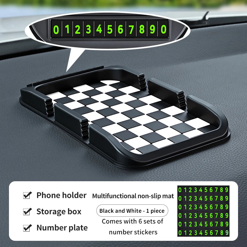Car Phone Holder, Multifunctional, Dashboard Anti-Slip Mat, Navigation Stand, Parking Number Plate