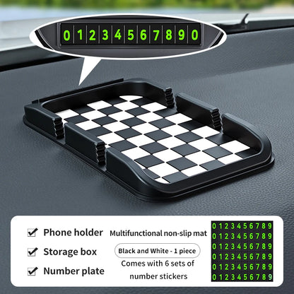 Car Phone Holder, Multifunctional, Dashboard Anti-Slip Mat, Navigation Stand, Parking Number Plate