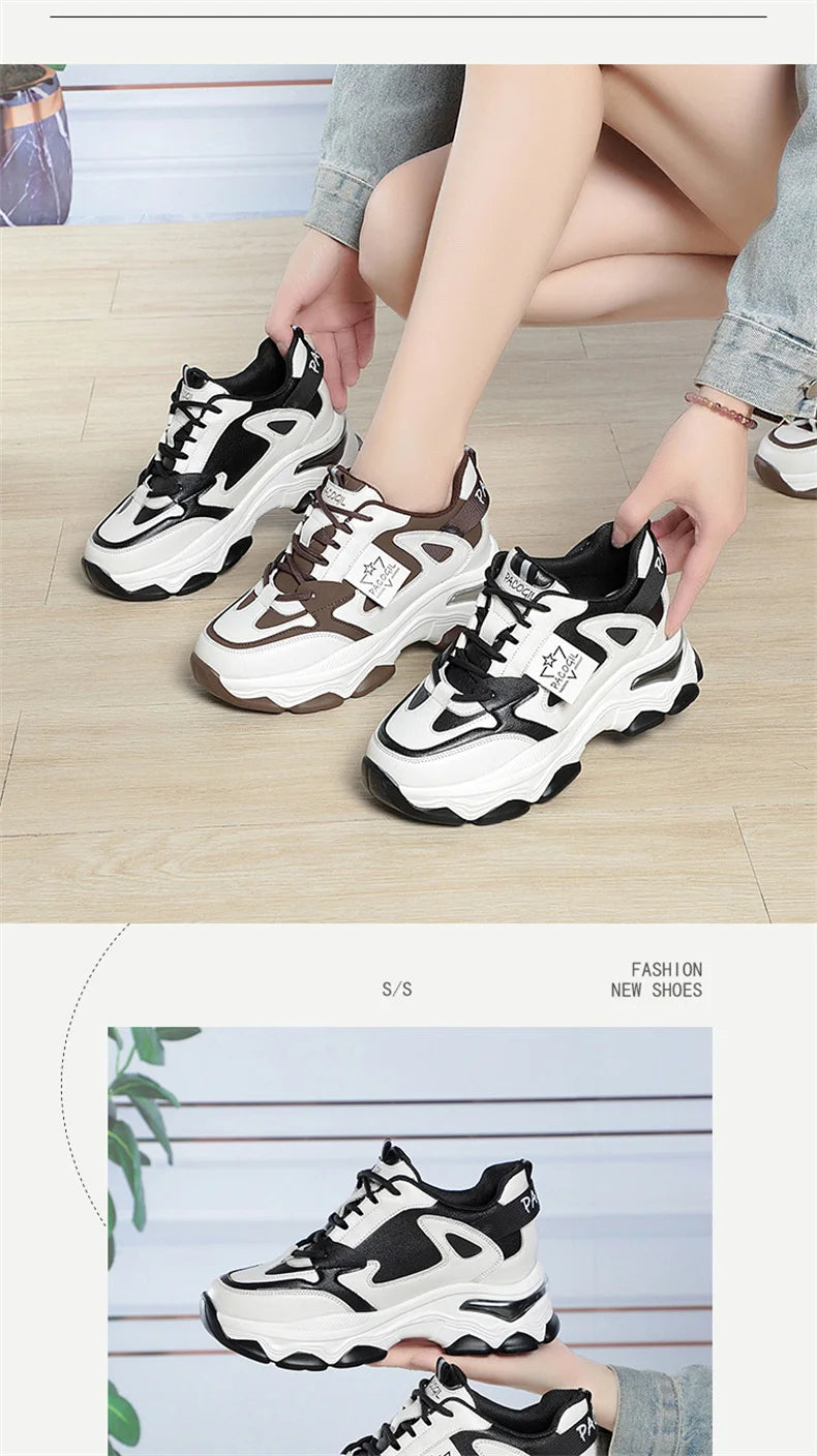 Spring Height Increasing Round toe Versatile Women Platform Causal Shoes Fashion Breathable Sport Designer Sneaker