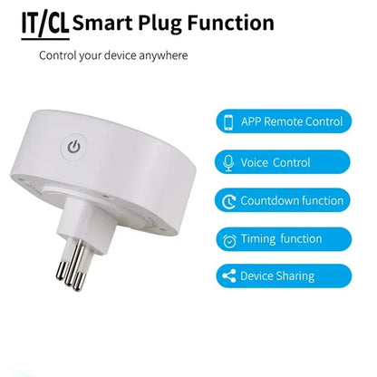 Wifi Smart Plug 16A Italy Chile Socket Power With Timer USB Charger Tuya SmartLife APP Voice Control Works For Google Home Alexa