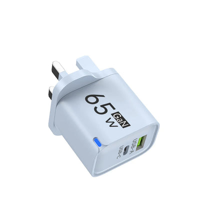 GaN 65W USB C Charger 3 Ports Quick Charge 3.0 QC3.0 Fast Charger Travel Wall Adapter for iPhone Samsung Xiaomi Huawei EU UK US