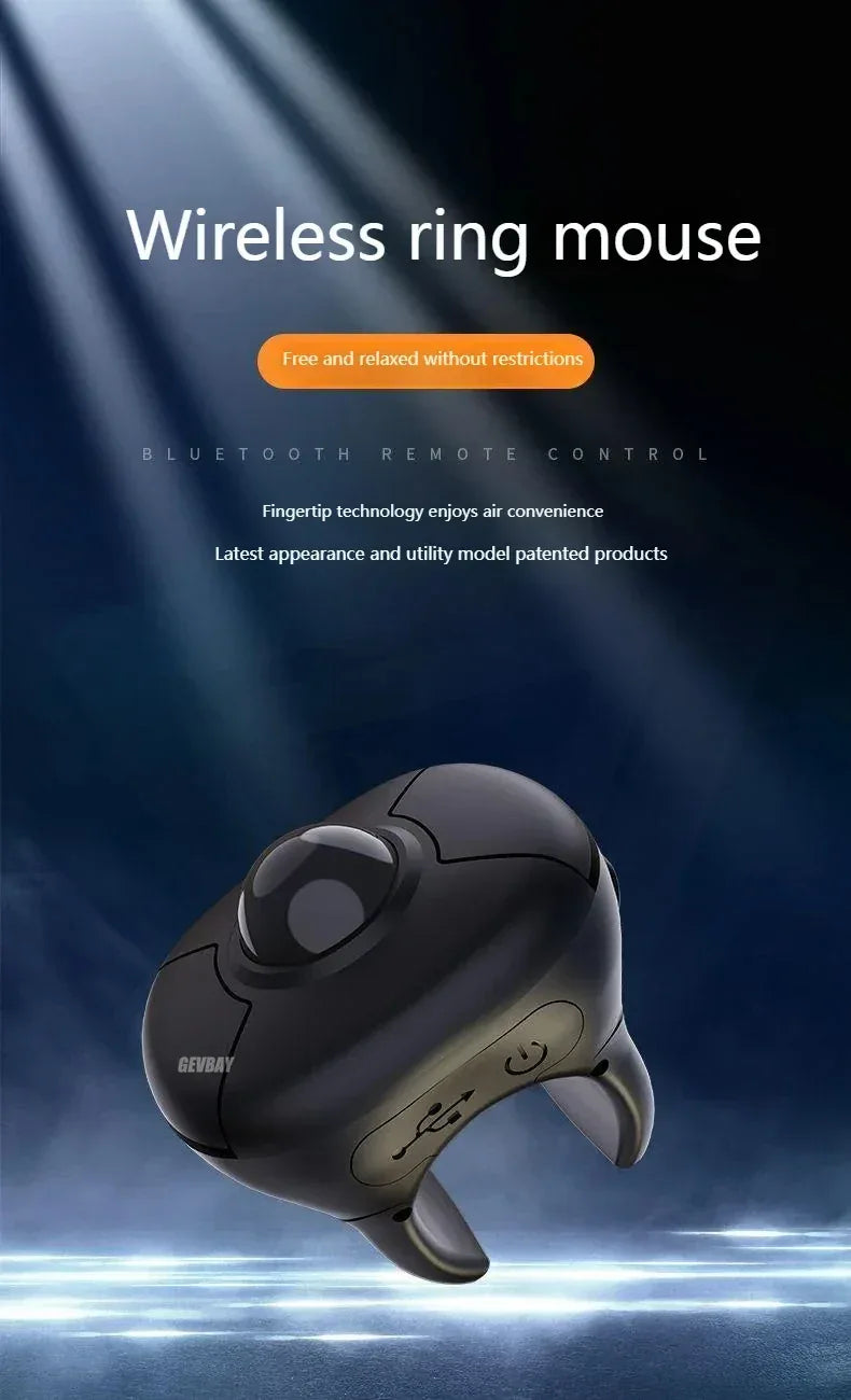 NEW Trackball Finger Ring Mouse 2.4G+Bluetooth Wireless Remote Control Mice for Short Video/PPT Speech/In-Vehicle Display Screen