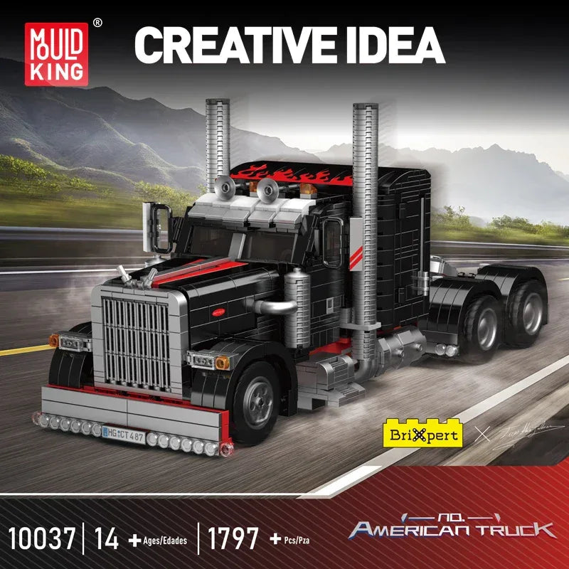 Mould King 10037 Technical Car Toys The American Truck Building Block Assembly Car Brick Set Educational Kids Christmas Gift