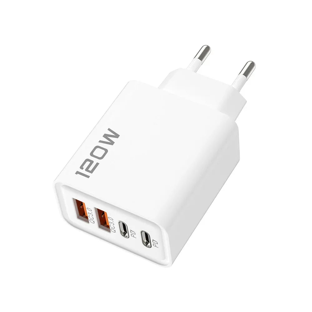 Total 120W 4-Port USB  Type C Fast  Wall Adapter for  Quick Charge Mobile Phone