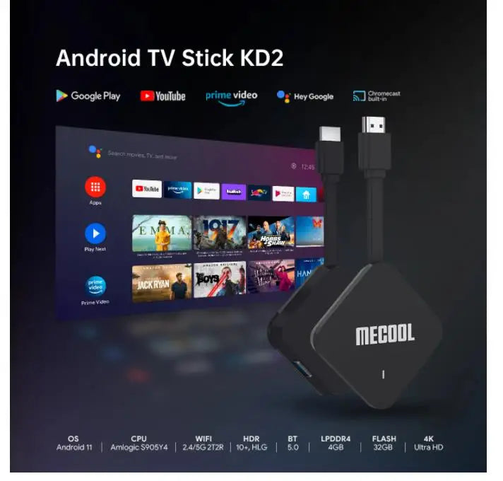 [Genuine]MECOOL ATV KD2 Best Global Version Amlogic S905Y4 TV Stick 4G 32G 4K Dual WIFI Google Certified TV Box BT5.0 PK KD3 KD5