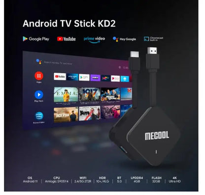 [Genuine]MECOOL ATV KD2 Best Global Version Amlogic S905Y4 TV Stick 4G 32G 4K Dual WIFI Google Certified TV Box BT5.0 PK KD3 KD5