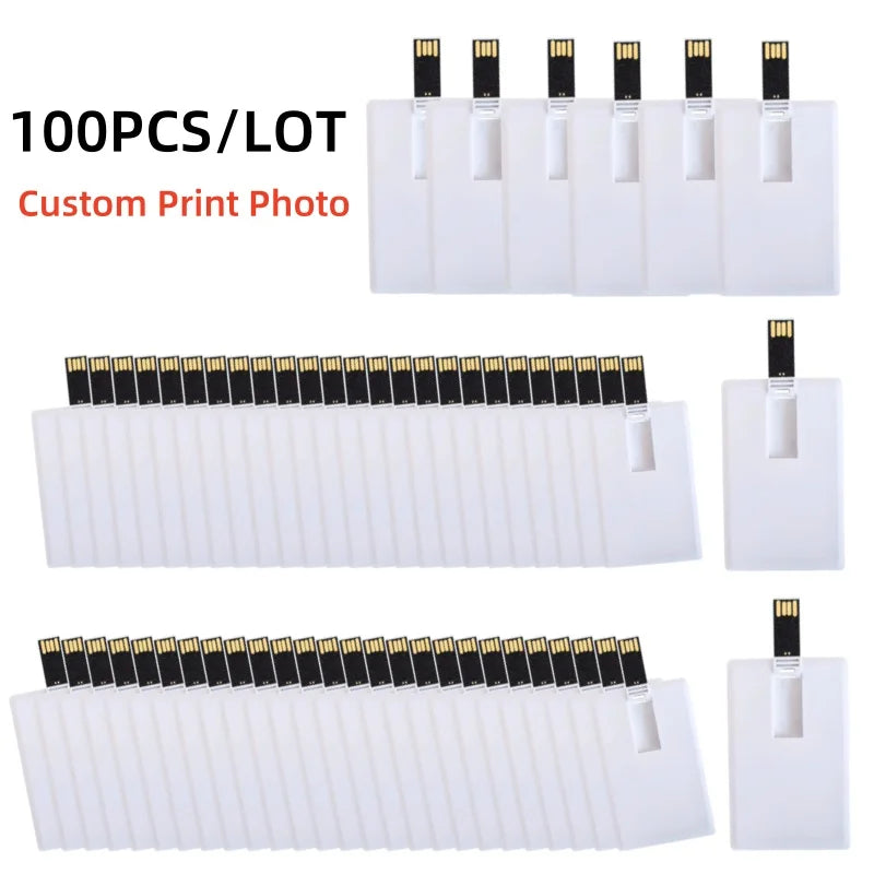100PCS/LOT Waterproof Super Slim Credit Card USB Flash Drive Pendrive 4GB 8GB 16GB 32GB 64GB Bank Card Model Memory Stick Drives