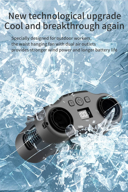 Portable Waist Clip Fan Small USB Charging Hanging Fan with LED Flashlight Outdoor Single/dual Air Outlet Fan 20000/10000Mah
