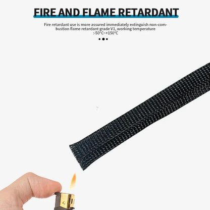 1m/5m/10m Flame Retardant Nylon Braided Wire Mesh Tubing PET Expandable Sleeving Cable and Wire Protection