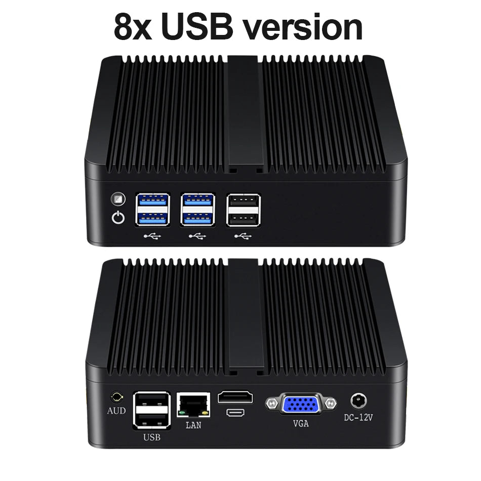 XCY Fanless Mini PC Intel Core I7 4500U I5 4200U Gigabit Ethernet HDMI VGA Display 8x USB Ports Support WiFi Windows Linux