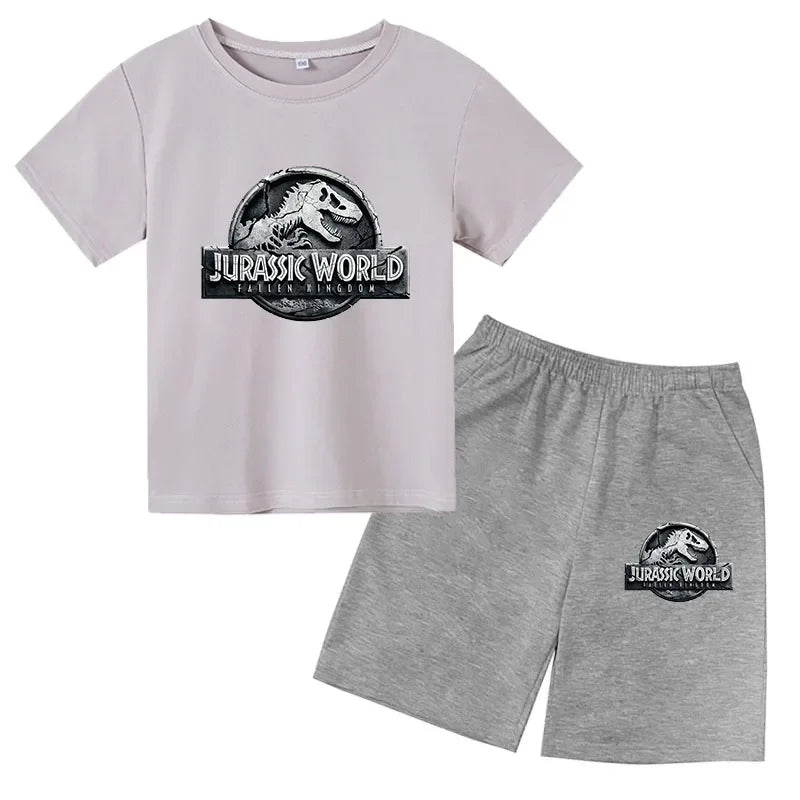 Summer Short Sleeve T Shirt +shorts 2 Piece Set Children Clothes Luxury Brand Print Sport Casual Fashion Boy Girl Kid Tracksuit