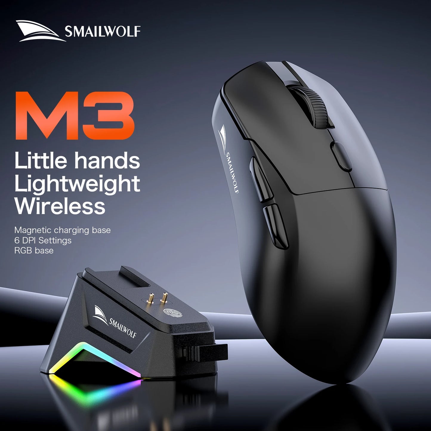 SMAILWOLF M3 PRO Wireless Bluetooth three-mode mouse E-sports gaming laptop desktop PAW3311 wired home Lightweight FPS