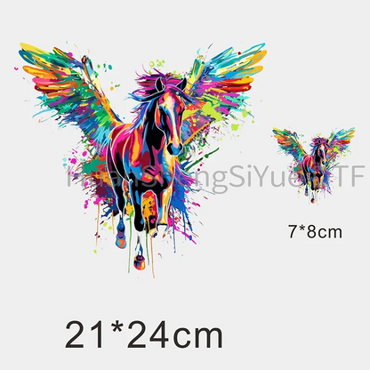 Color Fluid Painting Ironing Sticker Clothes DTF Fashion T-shirt Hoodie DIY Jacket Patch Hot Paste Paper Waterproof
