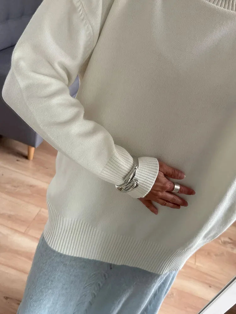 Winter Pink Turtleneck Sweaters Women Oversized Autumn Warm Women's Jumper Loose Basic White Turtleneck For Women Pullovers