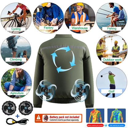 Summer 4 Fans Air Conditioning Cooling Vest Men Women Ultralight Outdoor Jacket Sun Protection Windbreaker Travel Fishing Sports
