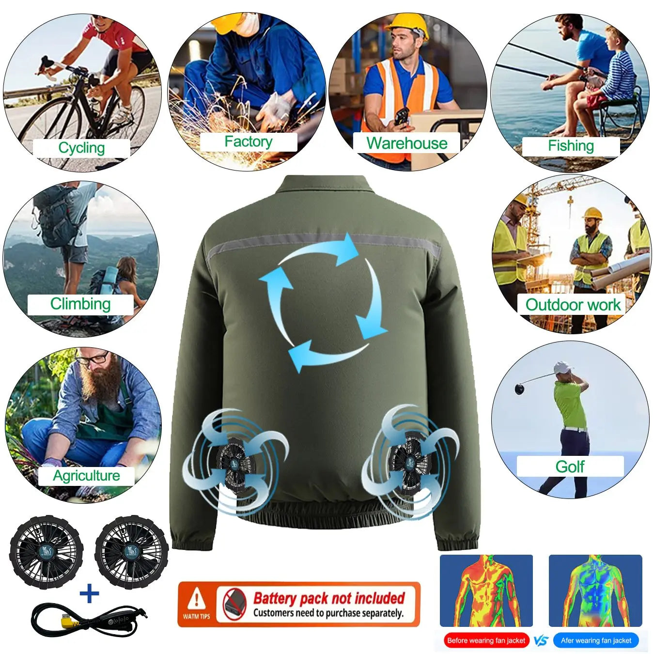 Summer 4 Fans Air Conditioning Cooling Vest Men Women Ultralight Outdoor Jacket Sun Protection Windbreaker Travel Fishing Sports