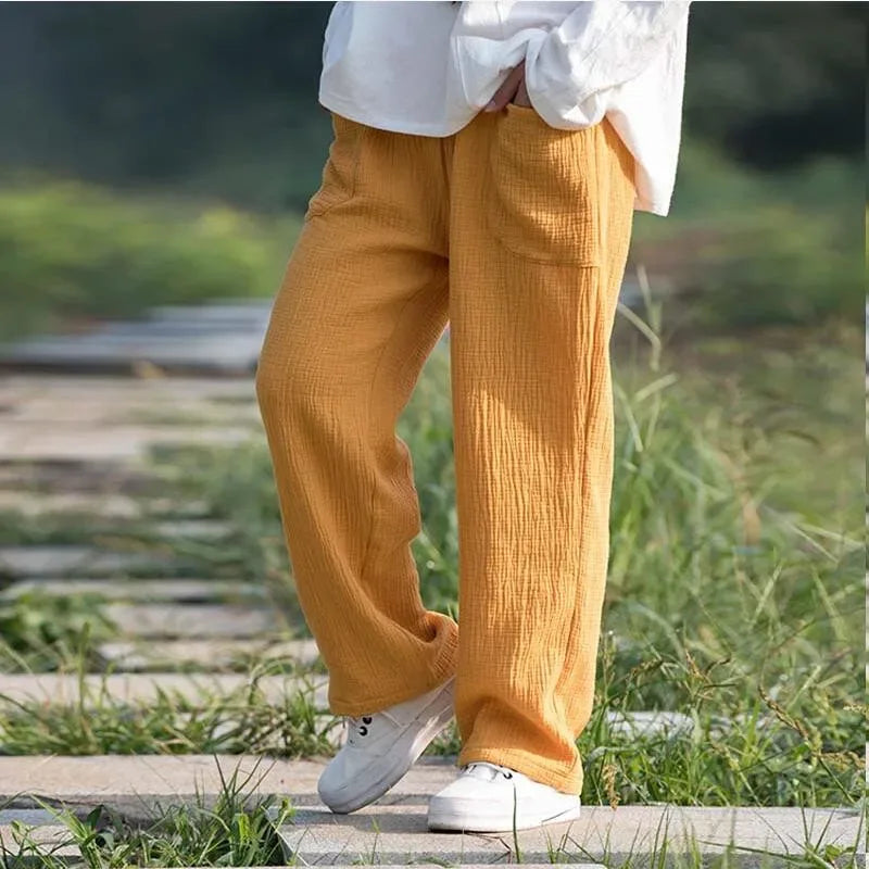 2024 Spring Women' Fashion comfortable cotton linen pants Plus size Women pleated Autumn pants with pockets 5XL 6XL pantalones