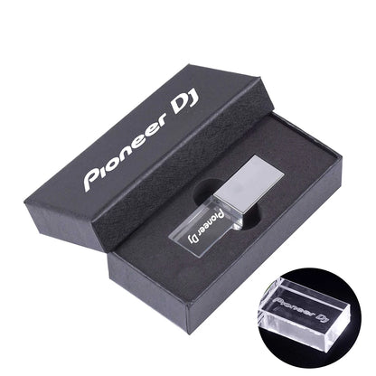 Hot Sale Pioneer DJ Crystal USB 2.0 Flash Drive 128GB Real Capacity Memory Stick 64GB Silver Case LED Light Pen Drive with Box