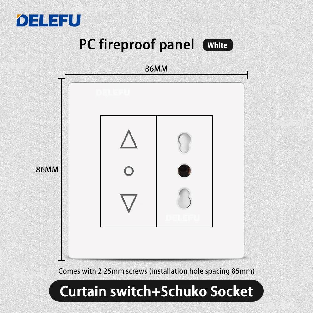 DELEFU86 PC White Flame Retardant Panel Italy Standard Wall Socket USB Type C Socket German Italian Socke EU Socket