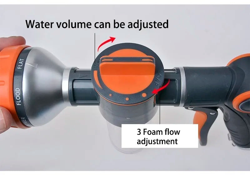 8 Function Foam Lance Water Gun High Pressure Nozzle Jet Garden Car Water Washer Sprayer With Foam Pot Cleaning Car Wash Tool