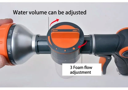 8 Function Foam Lance Water Gun High Pressure Nozzle Jet Garden Car Water Washer Sprayer With Foam Pot Cleaning Car Wash Tool