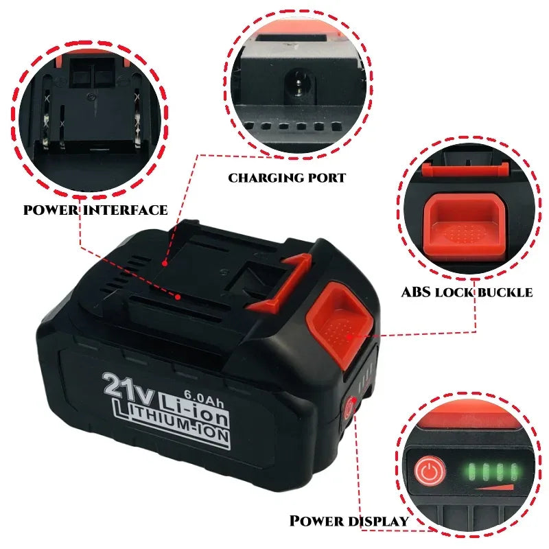 21V Lithium Battery Rechargeable 3.0/6.0/9.0Ah Batteries High-current High Discharge 21 Volt Replace Battery For Screwdriver
