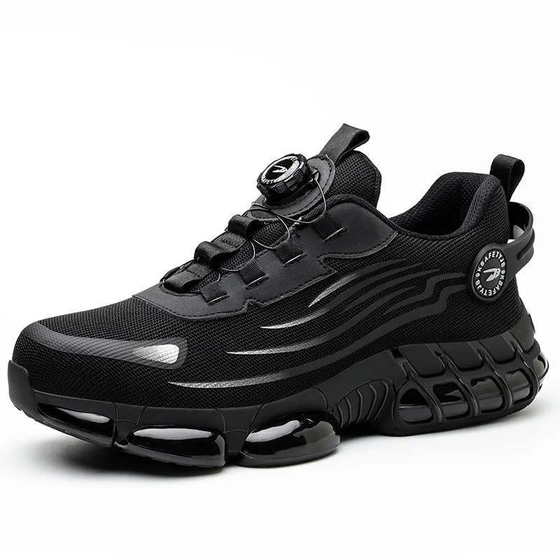 Breathable Men Boots Rotating Buttons Safety Shoes Men Puncture-Proof Work Boots Steel Toe Shoes Light Indestructible Shoes