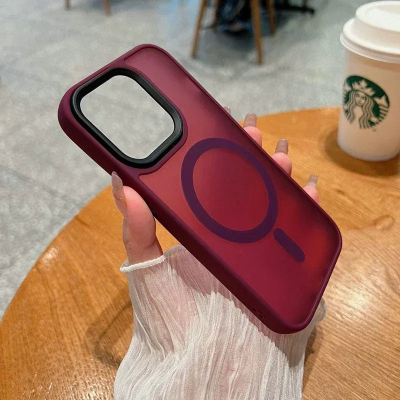 Luxury Wireless Charge Magsafe Transparent Phone Case For iPhone 11 12 13 14 15 16 Pro Max Plus Magnetic Matte Bumper Cover