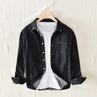 Autumn New Men's Denim Shirt Cotton Classic Style Fashion Trendy Loose Denim Long Sleeve Shirt 3 Colors Brand Clothing Male