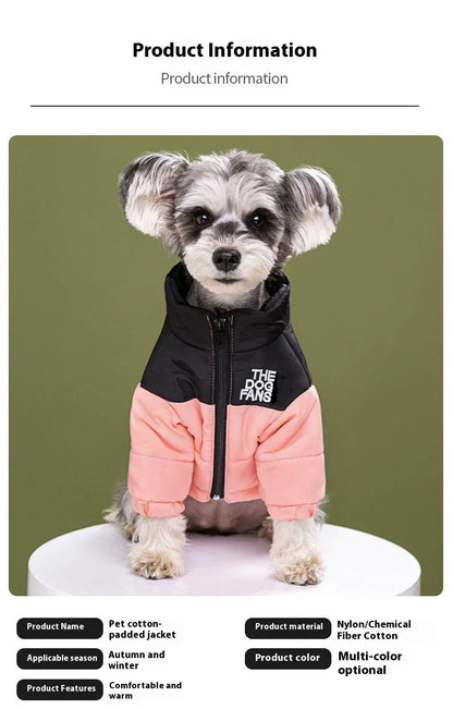 Fashion Dog Coat Clothes, Trendy Embroidered Dog Autumn and Winter Cotton Clothing, Pet Clothing, Thickened Warm Down Clothing