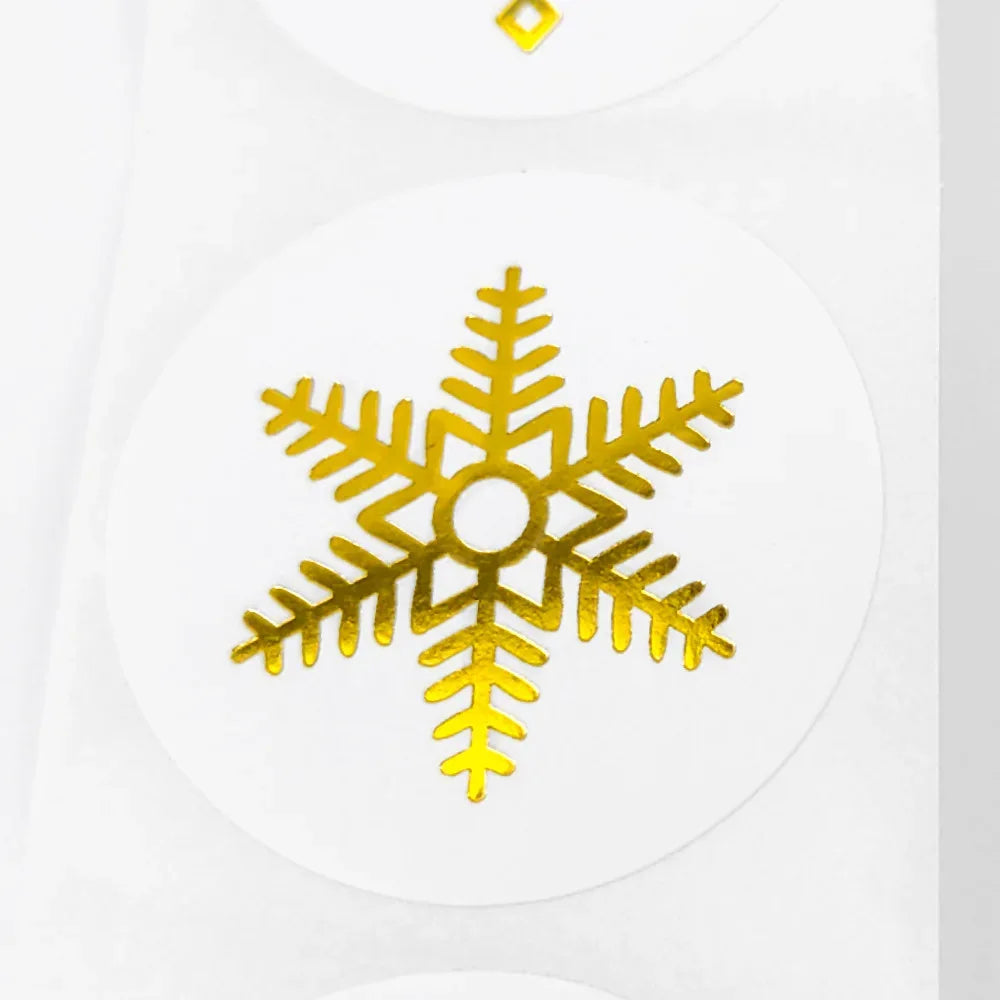 100-500Pcs Gold Snowflake Christmas Stickers Candy Bag Envelopes Sealing Label Christmas Gifts Box Decorations Sticker