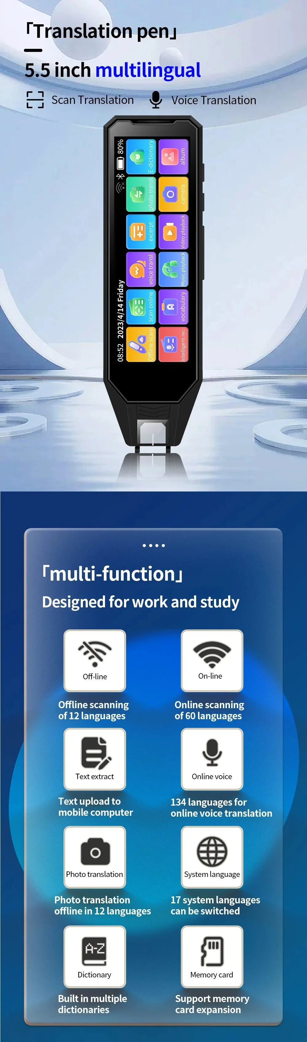 New style MD09 Intelligent Translation pen voice converter  offline scanning translation pen Business travel  dictionary pen