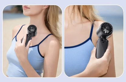 5-Speed Strong Cooling Mini Fan, Foldable & Neck Hanging - 9H Long Battery, Powerful Wind with LED for Office Outdoor Travel