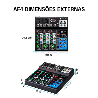 VEDO AF4 Mixer Analog Mixer Merged Digital Sound Card 4 Channels Personalized Function Settings Analog Mixing Console For Live