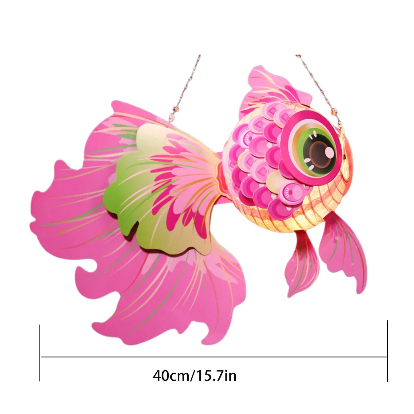 1 Set Goldfish Paper Lantern with Pole DIY Handmade Lantern Chinese New Year Mid-Autumn Festival Fish Night Light Material Bag