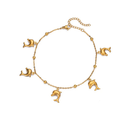 316L Stainless Steel Starfish Shell Charms Anklet For Women Fashion Gold Color Chain Summer Beach Aesthetic Jewelry Accessories
